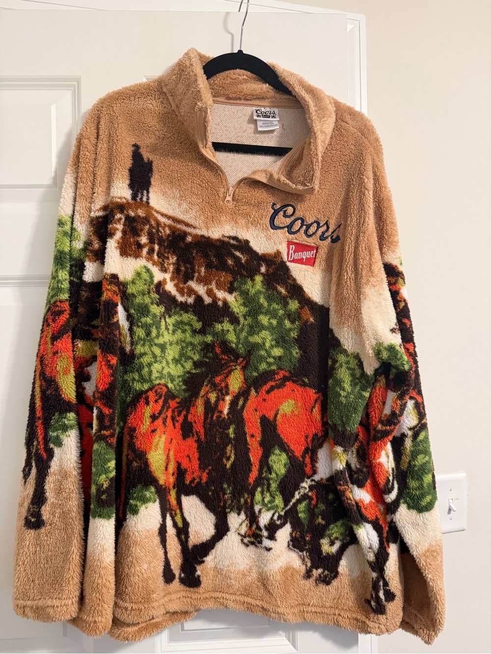 Coors Banquet Scenic Fleece Quarter-Zip Pullover - Tan Multi
